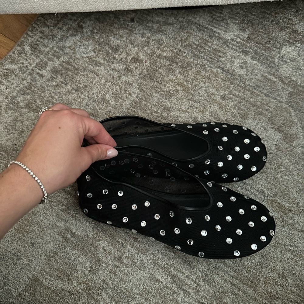 Khaite crystal embellished Marcy flats